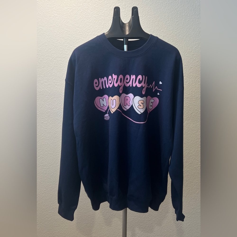 Gildan Navy Blue Emergency Nurse Sweatshirt